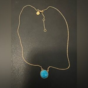 Stella & Dot Gold Necklace with Turquoise Stone